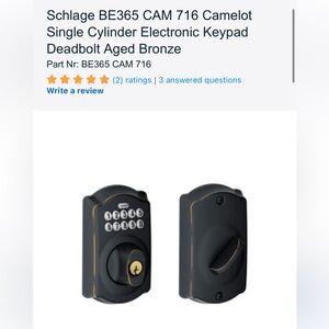 Schlage Camelot Electronic Keypad Deadbolt